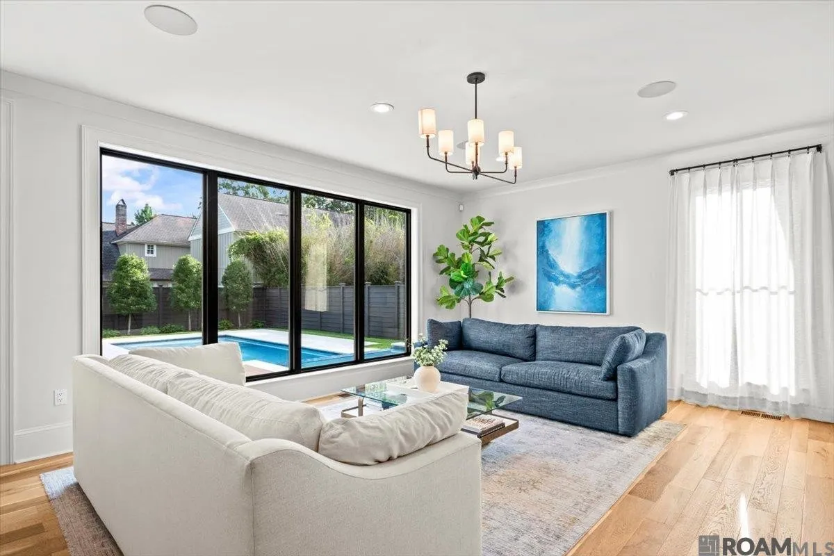 Living room opening to the pool